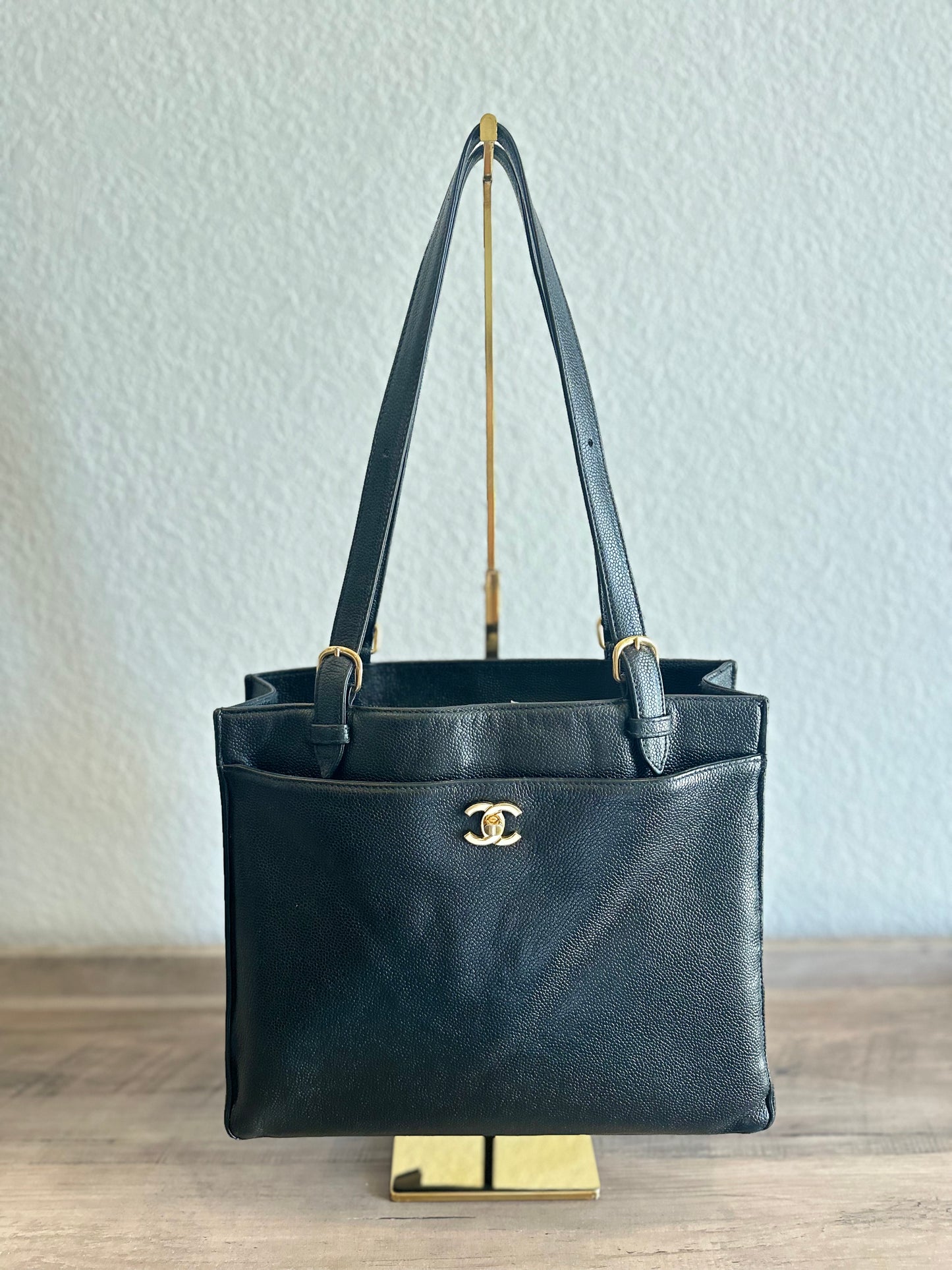 Chanel Large Timeless Black Caviar Tote with 24k Gold Turnlock