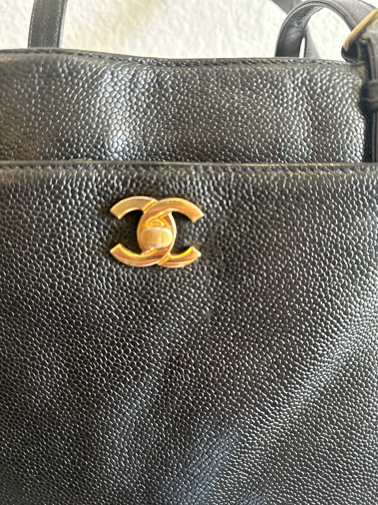 Chanel Large Timeless Black Caviar Tote with 24k Gold Turnlock